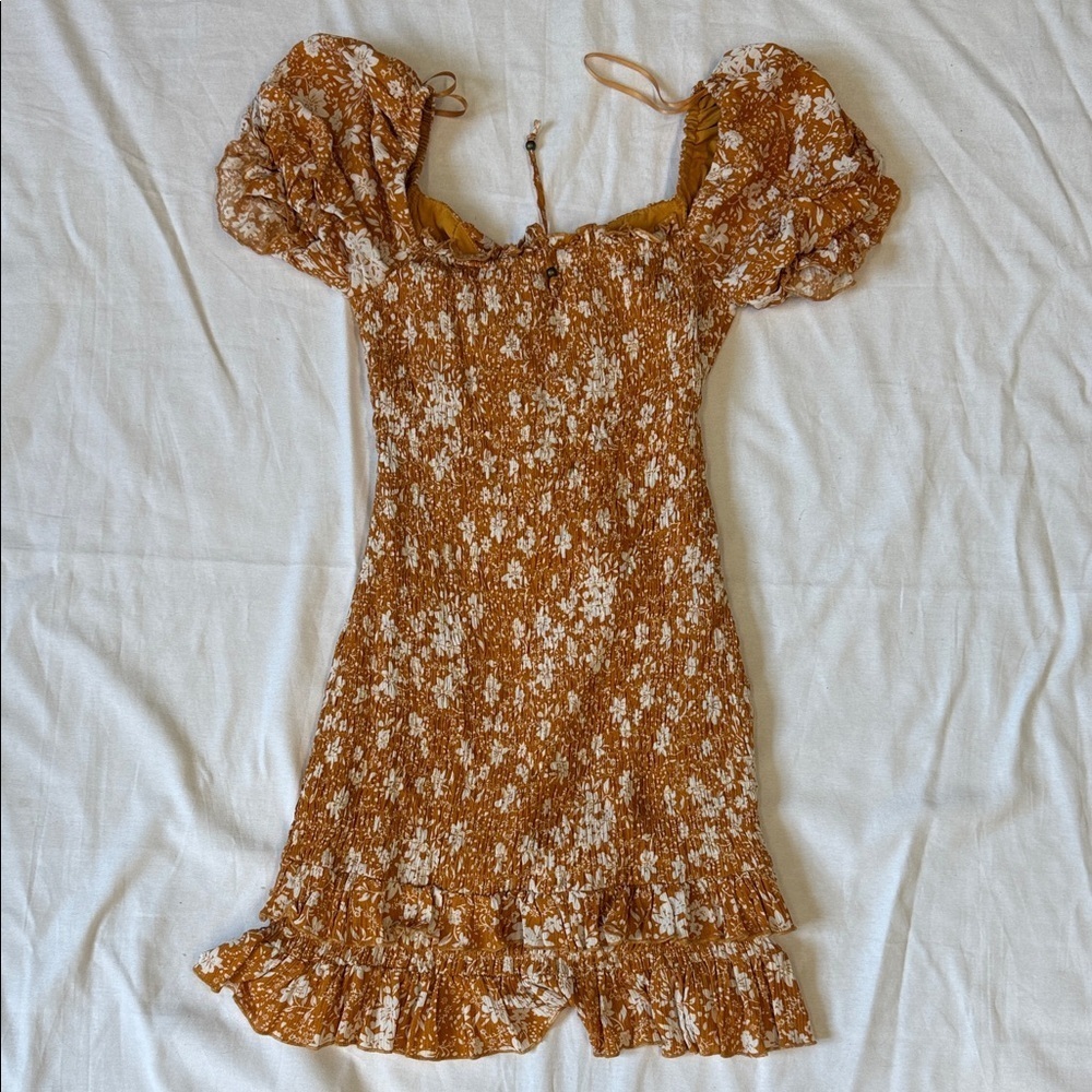 Pink Lily Mustard Floral Women’s Dress - Picture 6 of 6
